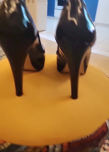 Kadın Siyah Rugan Platform Topuklu Stiletto - Görsel 3