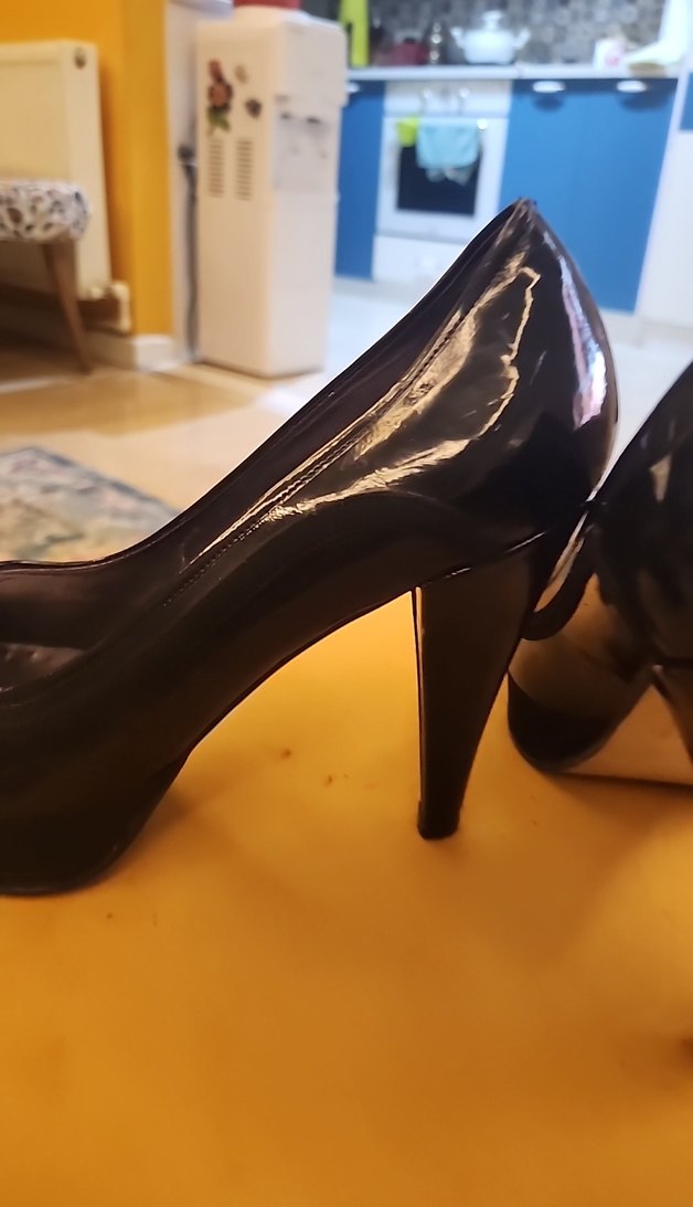 Kadın Siyah Rugan Platform Topuklu Stiletto - Görsel 4