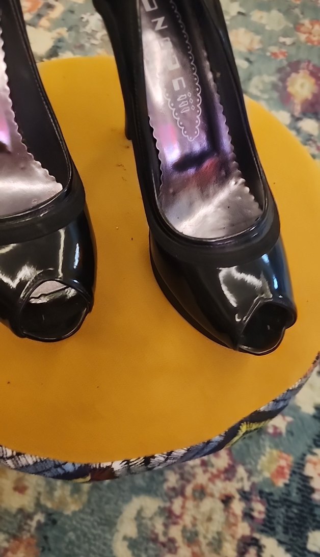 Kadın Siyah Rugan Platform Topuklu Stiletto - Görsel 2