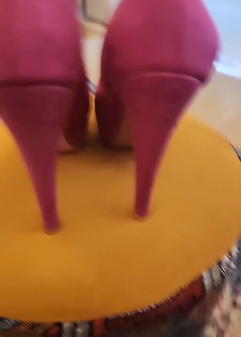 Pembe Süet Kadın Stiletto Topuklu Ayakkabı - Görsel 5