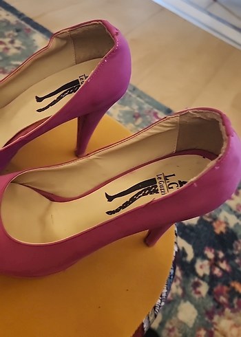 Pembe Süet Kadın Stiletto Topuklu Ayakkabı - Görsel 2