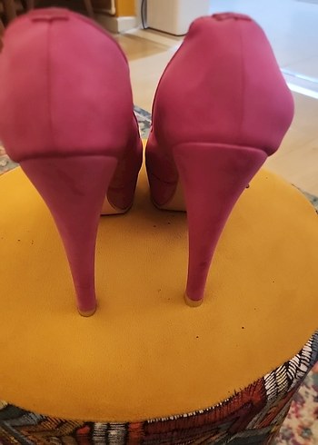 Pembe Süet Kadın Stiletto Topuklu Ayakkabı - Görsel 4