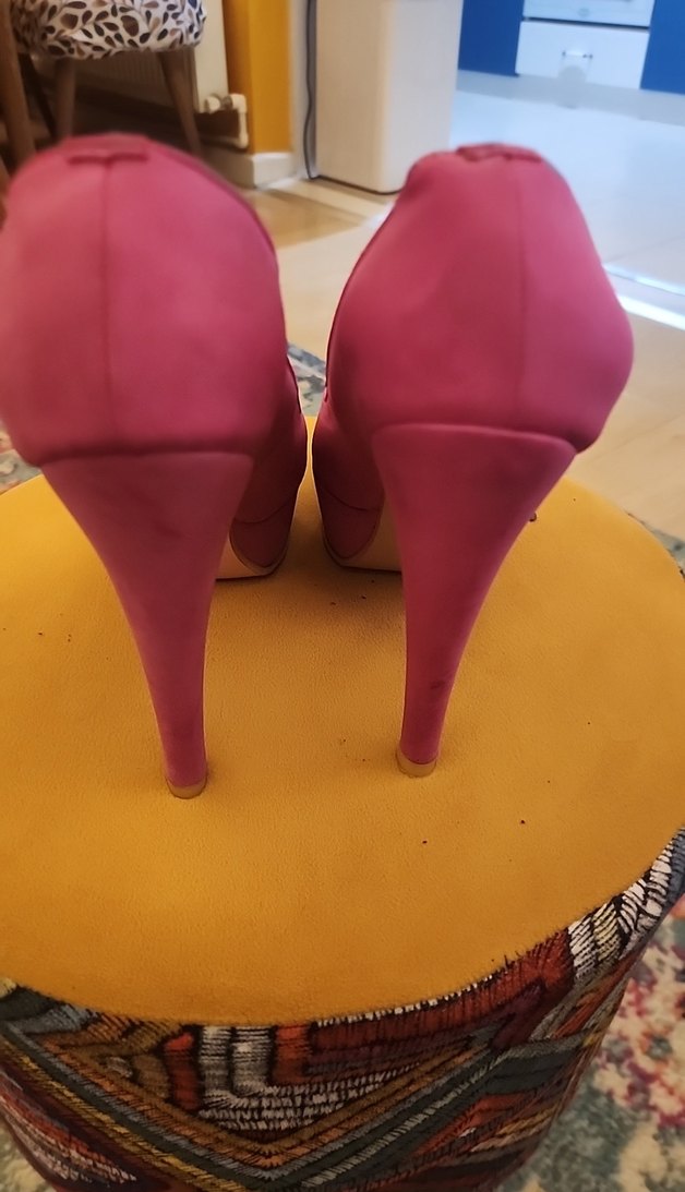 Pembe Süet Kadın Stiletto Topuklu Ayakkabı - Görsel 4