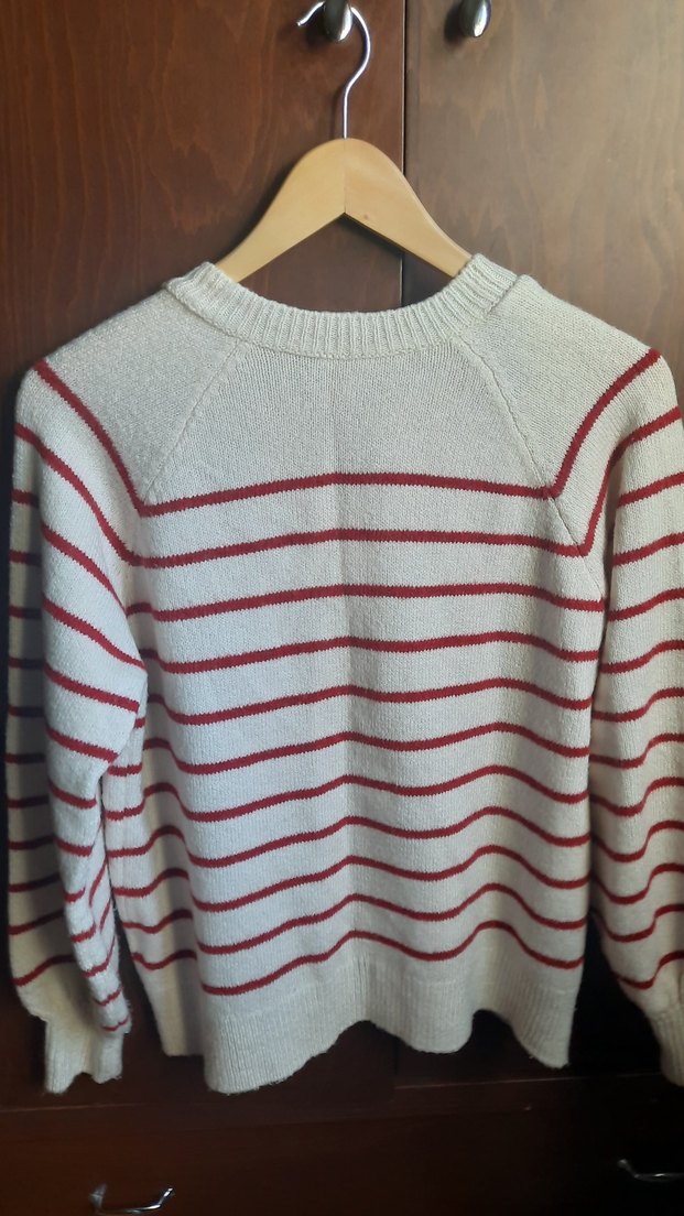 Çizgili Kadın Triko Kazak - Görsel 3