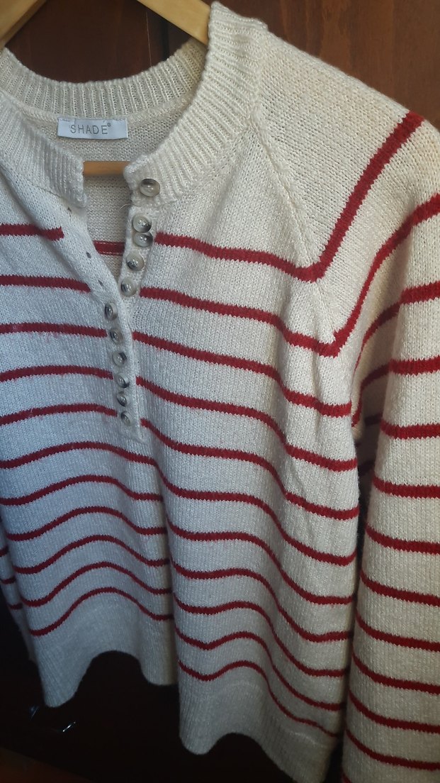 Çizgili Kadın Triko Kazak - Görsel 4