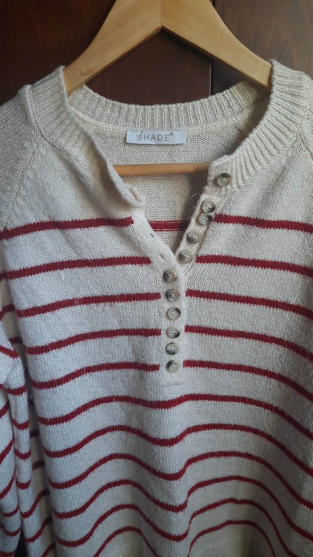 Çizgili Kadın Triko Kazak - Görsel 5