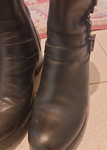 Siyah Deri Tokalı Biker Bot - Görsel 3