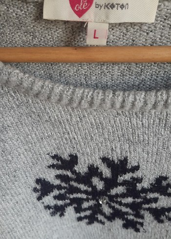 Koton Gri Nakışlı Örgü Kadın Kazak - Görsel 5