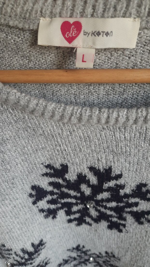 Koton Gri Nakışlı Örgü Kadın Kazak - Görsel 5