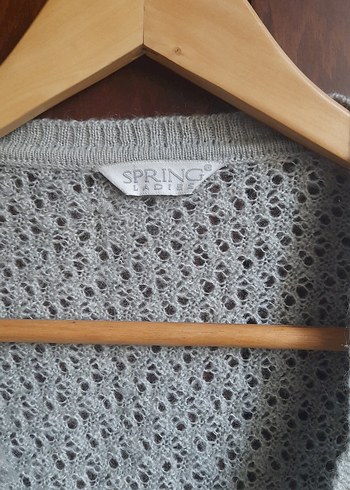 Gri Örgü Kadın Hırka - Görsel 4