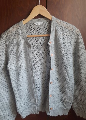 Gri Örgü Kadın Hırka - Görsel 2