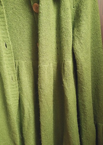 Düğmeli Yeşil Bohem Kadın Hırka - Görsel 4