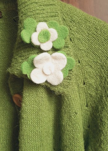 Düğmeli Yeşil Bohem Kadın Hırka - Görsel 3