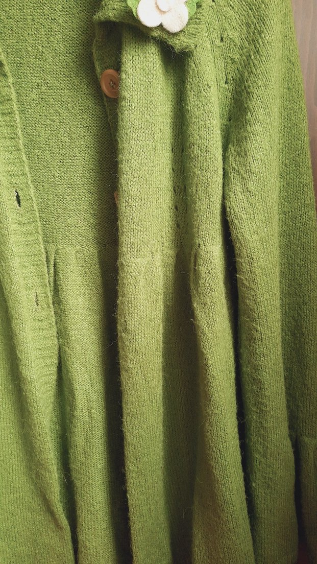 Düğmeli Yeşil Bohem Kadın Hırka - Görsel 4