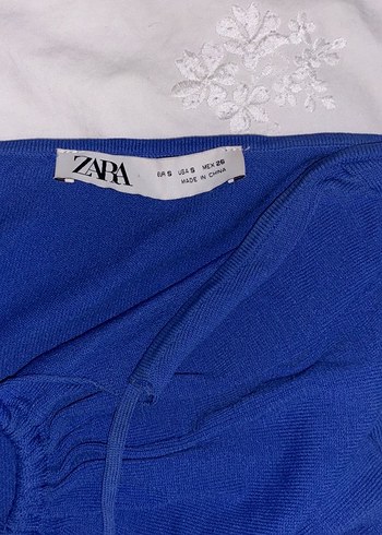 s Beden Zara Mavi Straplez Crop Top