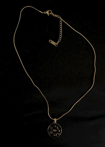 ÇELİK, Altın Renkli Zincir Detaylı Midi Kolye - Görsel 2