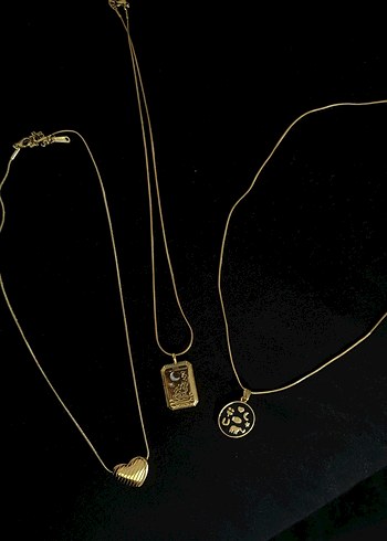 ÇELİK, Altın Renkli Zincir Detaylı Midi Kolye - Görsel 3