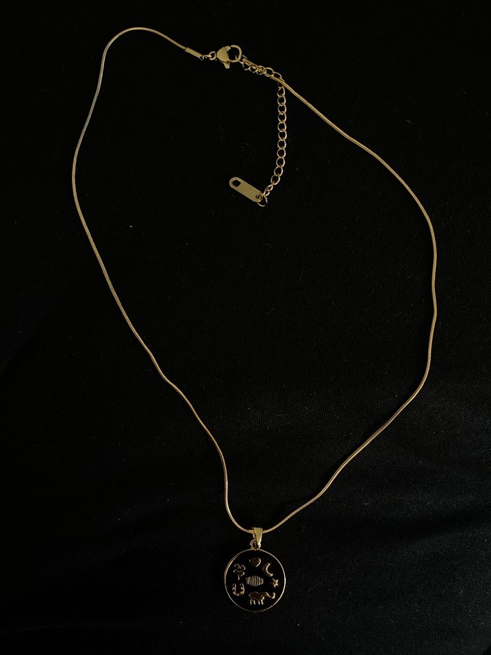 ÇELİK, Altın Renkli Zincir Detaylı Midi Kolye - Görsel 2