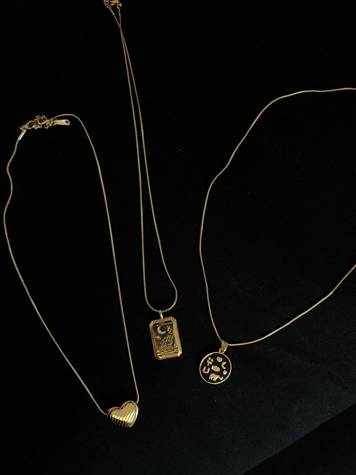 ÇELİK, Altın Renkli Zincir Detaylı Midi Kolye - Görsel 3