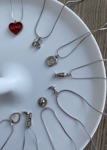 ÇELİK Gri Zincir Detaylı Midi Boy Kadın Kolye - Görsel 2