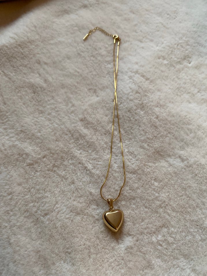 Altın Renkli Çelik Kalp Uçlu Midi Kolye - Görsel 3