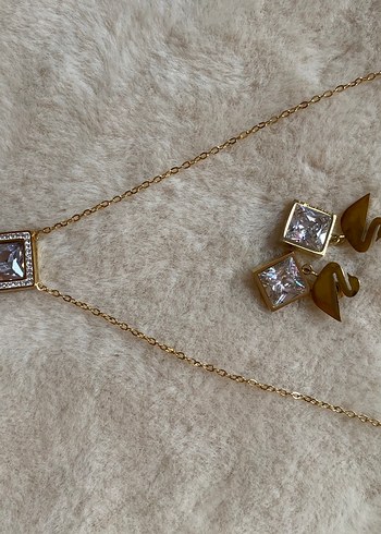 Taşlı çelik kolye - Görsel 3