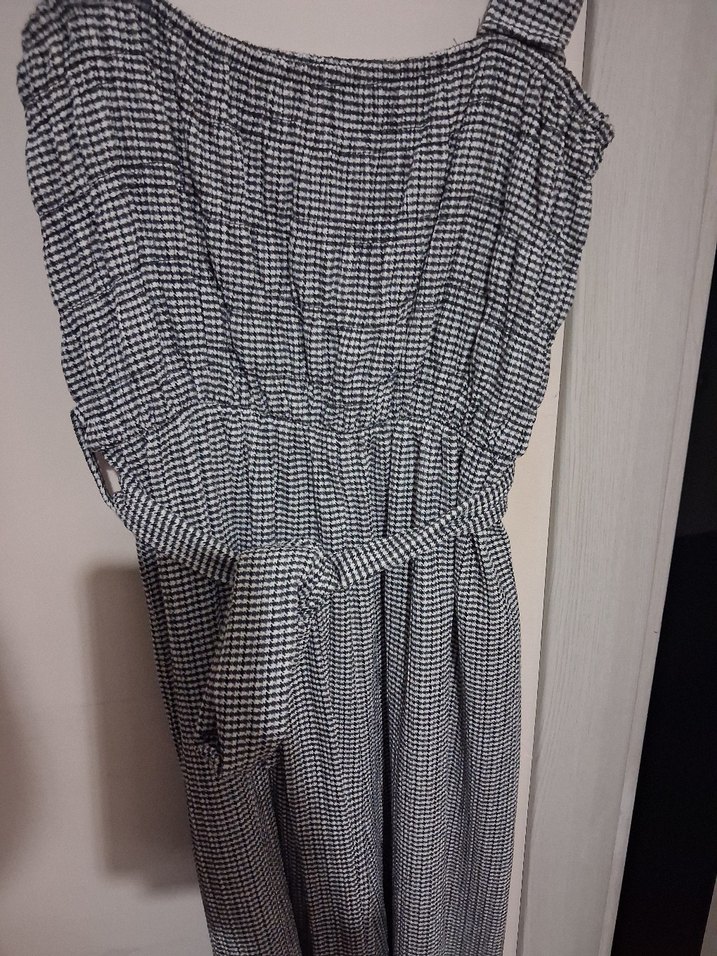 Gri Kareli Pilili tulum - Görsel 4