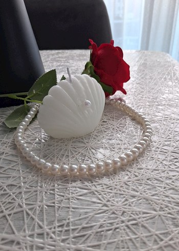 İnci Boncuklu Beyaz Deniz Kabuğu Kolye - Görsel 2