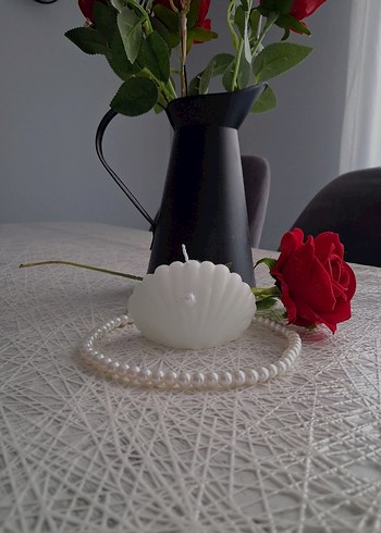 İnci Boncuklu Beyaz Deniz Kabuğu Kolye - Görsel 3