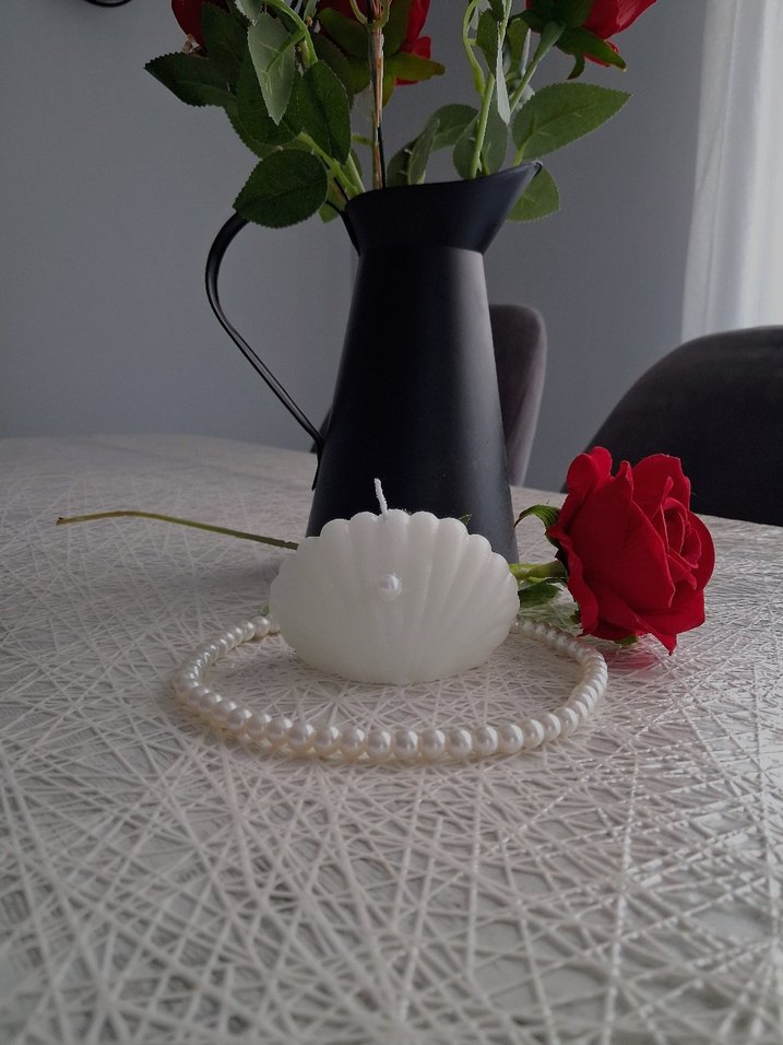 İnci Boncuklu Beyaz Deniz Kabuğu Kolye - Görsel 3