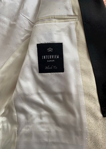 Bej Düğmeli Notch Yaka Tuxedo Ceket - Görsel 4