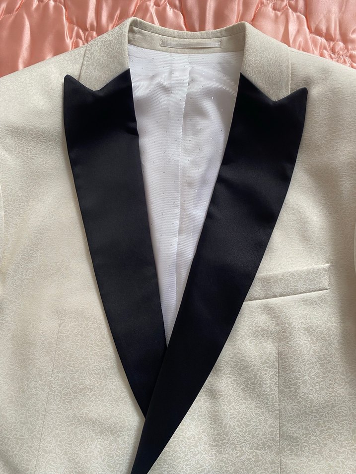 Bej Düğmeli Notch Yaka Tuxedo Ceket - Görsel 2