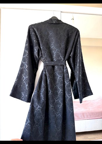Siyah Uzun Kollu Özel Tasarım Kimono Abaya - Görsel 6