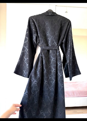 Siyah Uzun Kollu Özel Tasarım Kimono Abaya - Görsel 5