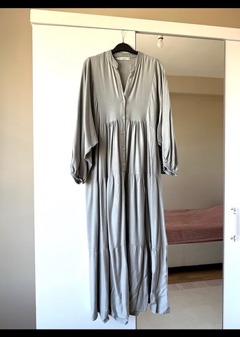 Gri Bohem Uzun Elbise - Görsel 2