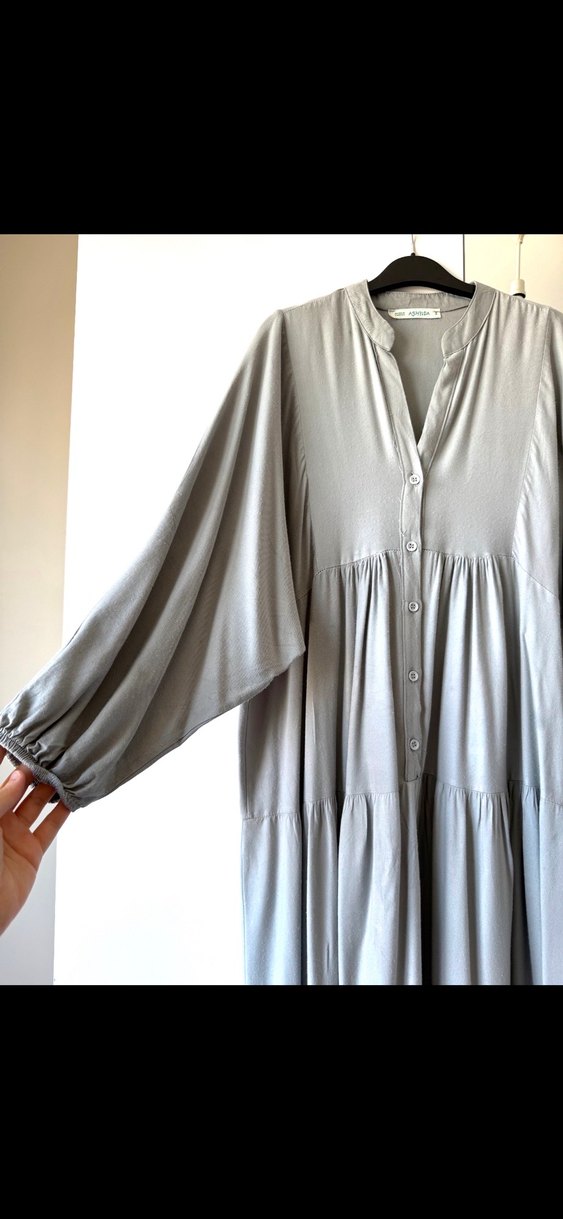 Gri Bohem Uzun Elbise - Görsel 3