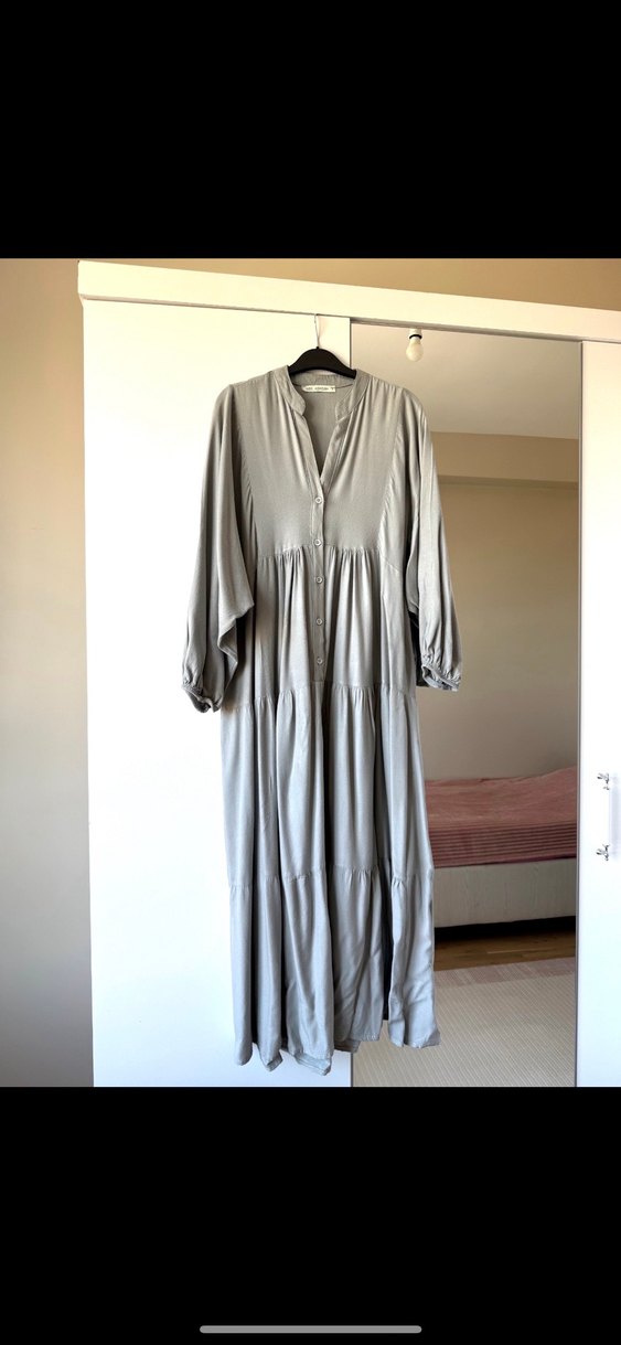 Gri Bohem Uzun Elbise - Görsel 2