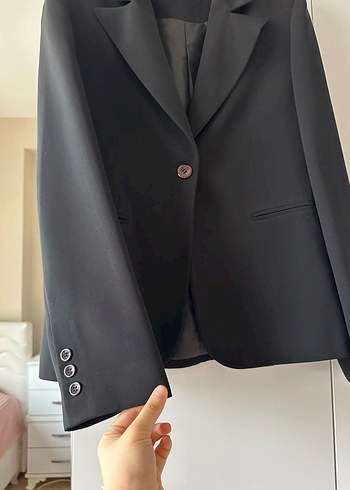 Siyah Düğmeli Kadın Blazer Ceket - Görsel 4