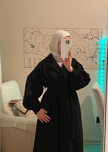 Yeni Gibi Uzun Siyah Kışlık Kaban - Görsel 5