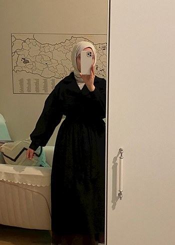 Yeni Gibi Uzun Siyah Kışlık Kaban - Görsel 6