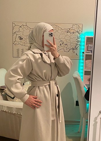 Bej Uzun Kadın Kaban - Görsel 2