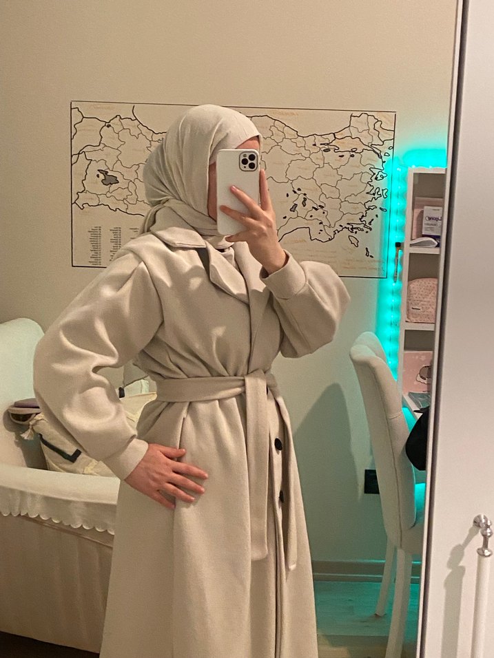 Bej Uzun Kadın Kaban - Görsel 2