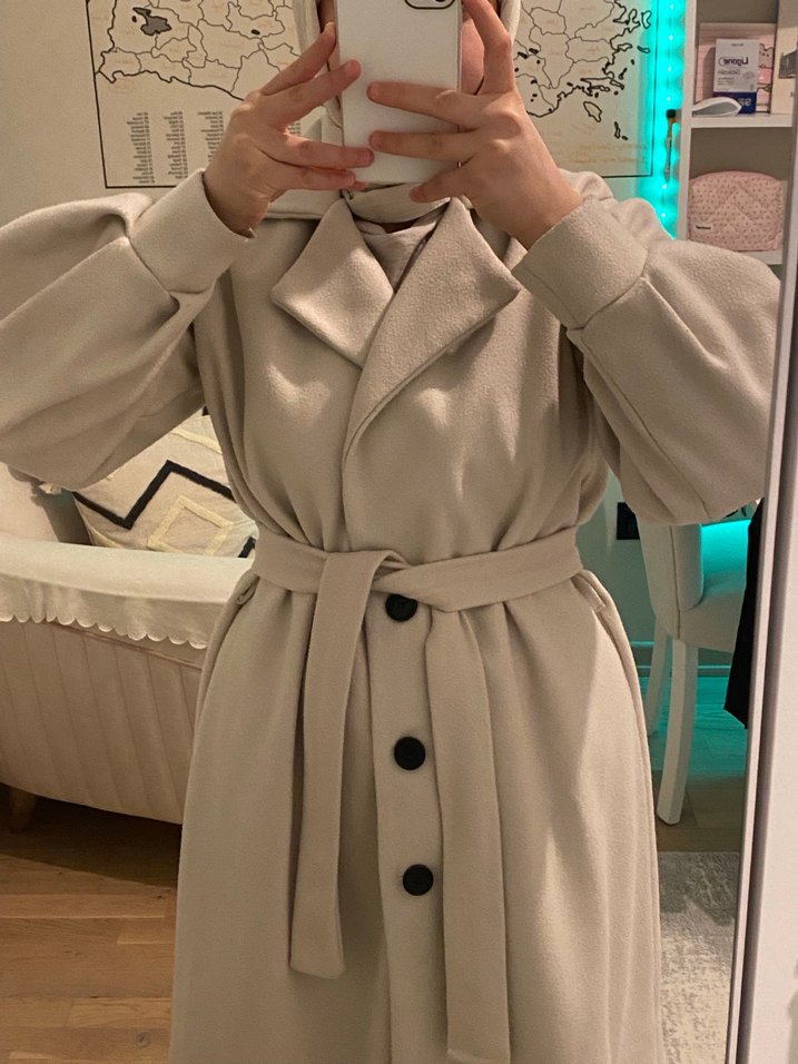 Bej Uzun Kadın Kaban - Görsel 3