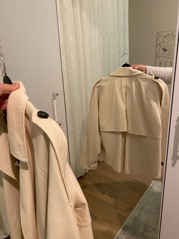 Bej Kadın Midi Trençkot - Görsel 5