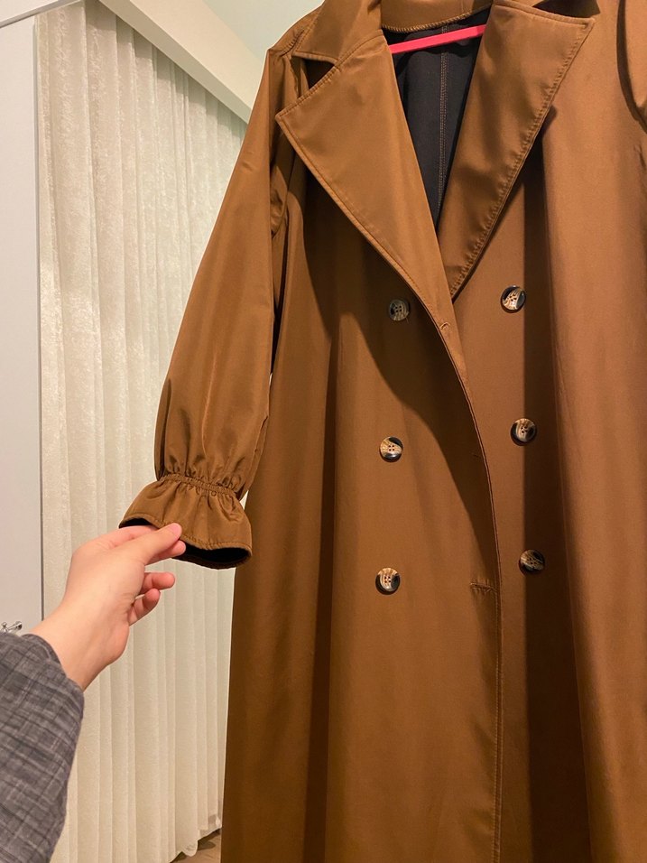 Kahverengi Uzun Kadın Trençkot - Görsel 5