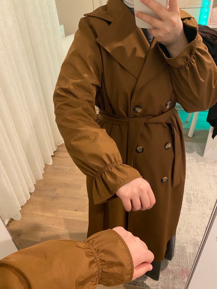 Kahverengi Uzun Kadın Trençkot - Görsel 3