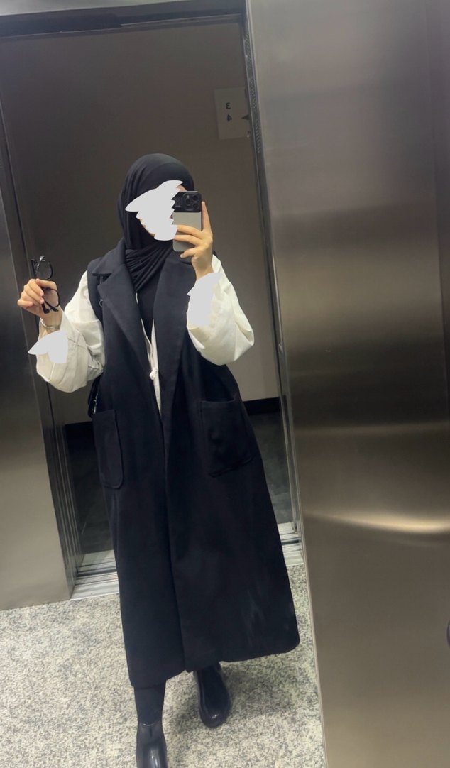 Siyah Kolsuz Kuşaklı Kaban - Görsel 4