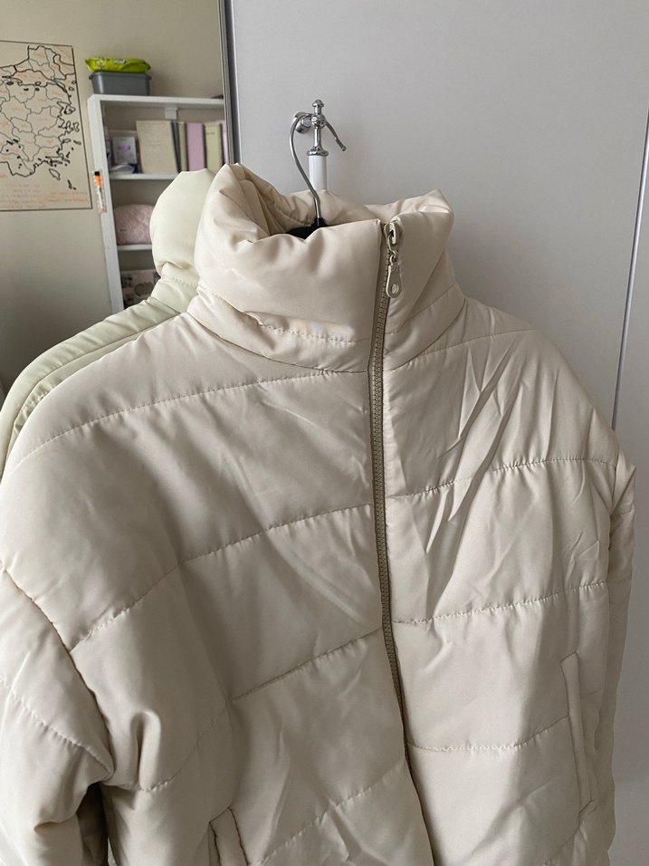 Krem Kısa Dik Yaka Kadın Mont - Görsel 2