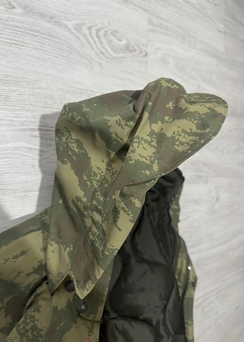 54 Beden haki Renk Kapüşonlu kamuflaj mont