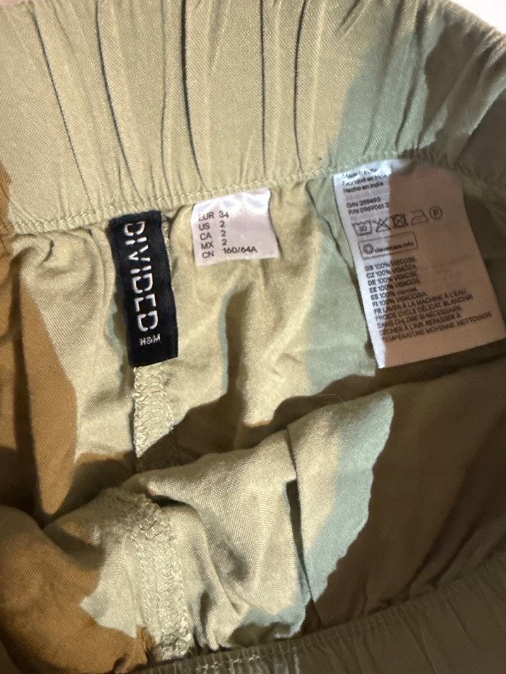 Kadın Haki Yüksek Bel Keten Şort - Görsel 2